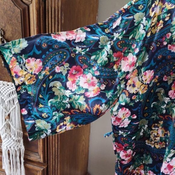 Victoria's Secret Gold Label‎ Blue/Green Paisley Vintage Robe OSFA - Picture 7 of 14